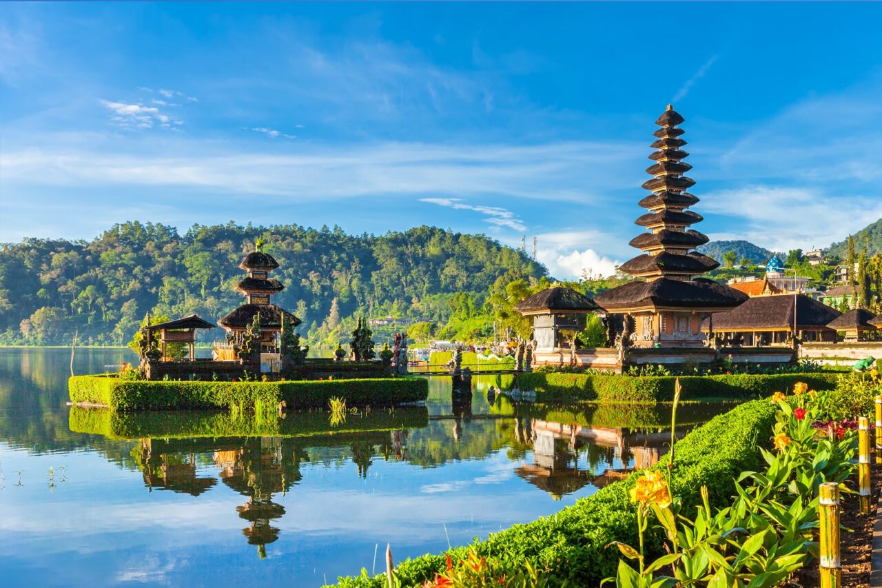 Temple and lush scenery in Bali, Indonesia